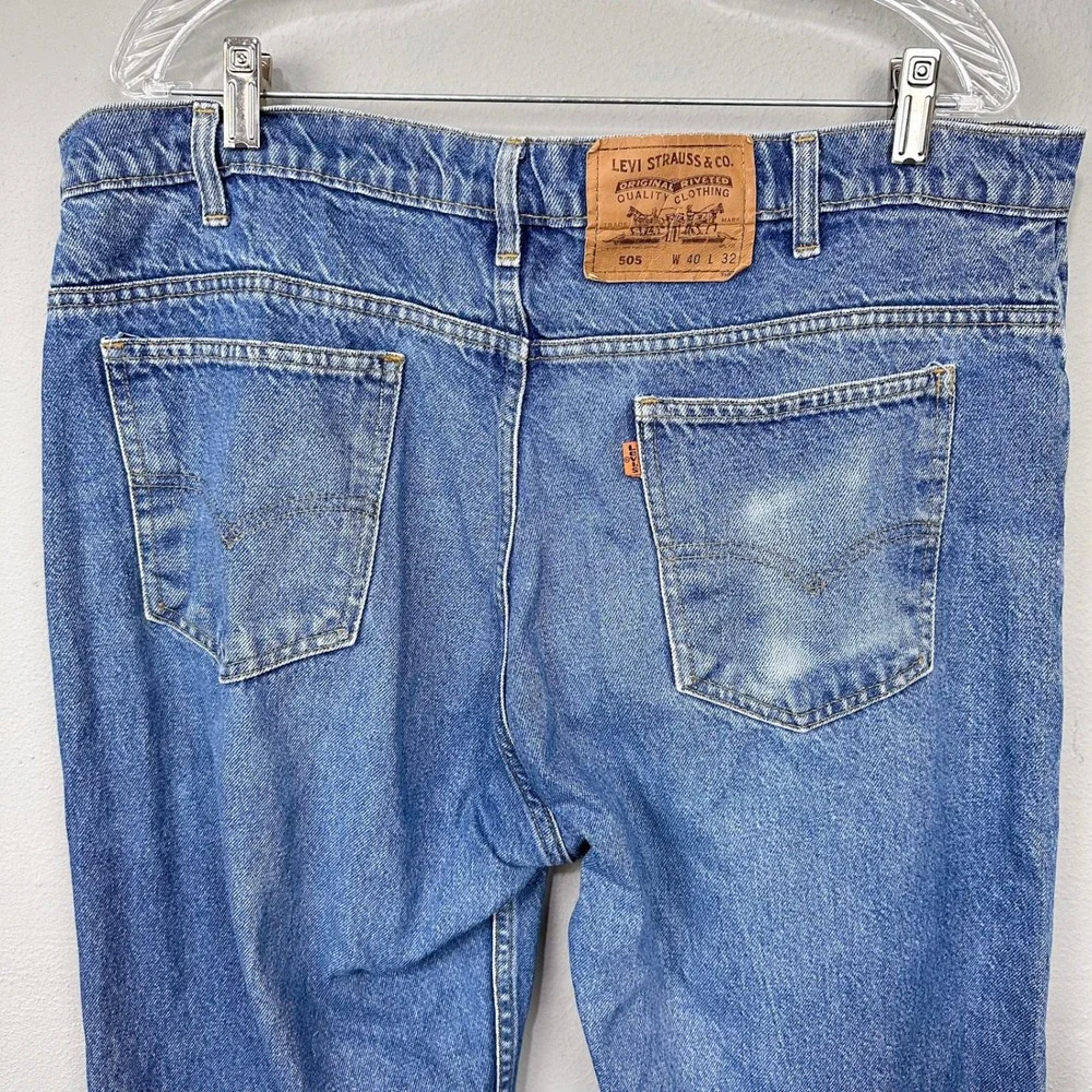 Vintage‎ 90s Levi's 505 Jeans Mens 40x32 Orange Tab Straight Leg Mexico *Flaws*
